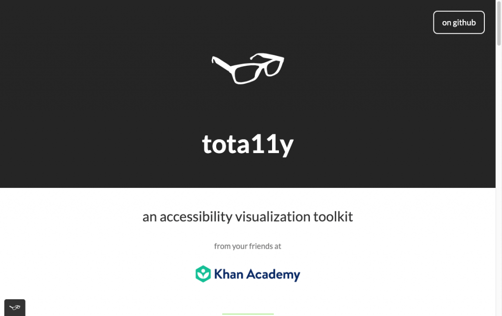 Screenshot of the https://khan.github.io/tota11y/ website