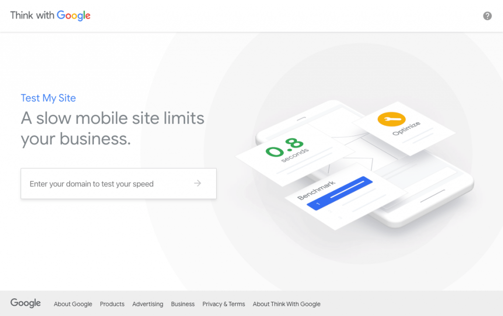 Screenshot of the Test My Site by Google website